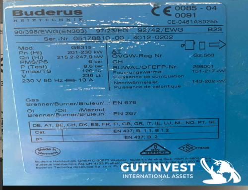 Diesel boiler with burner and water storage tank