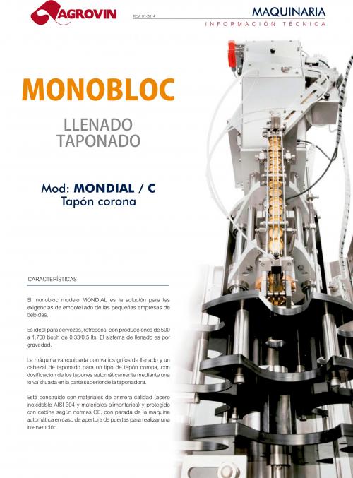 Llenadora taponadora monobloc - botellas de 0,33 y 0,5lts. 