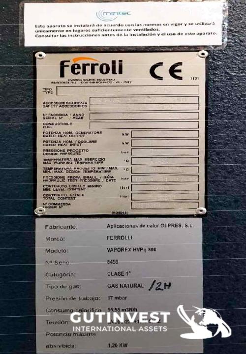 Steam boiler - 800kg/h for gas