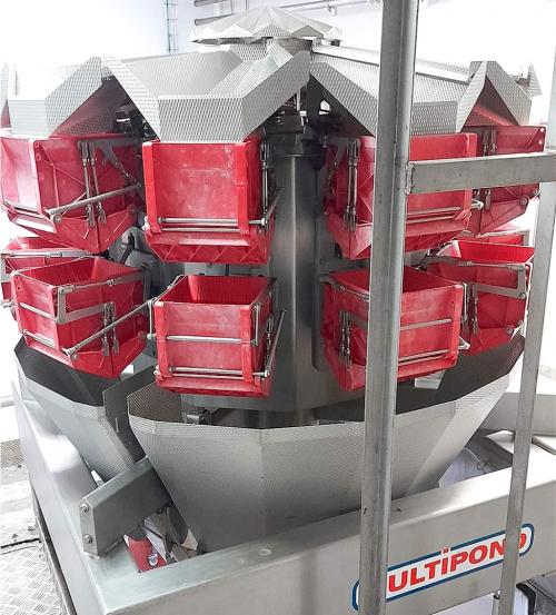 Vertical packaging machine with multihead weigther 10-heads.