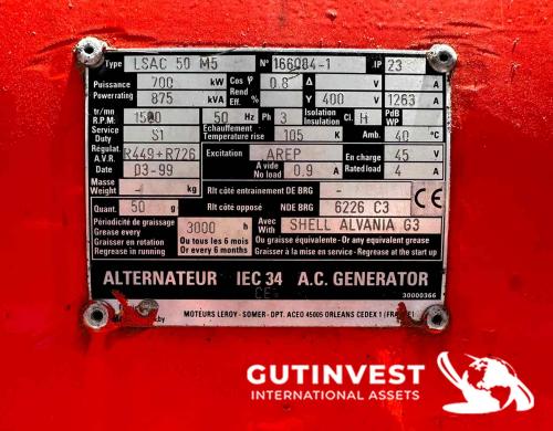 Grupo electrógeno de gas natural - 875 kVA